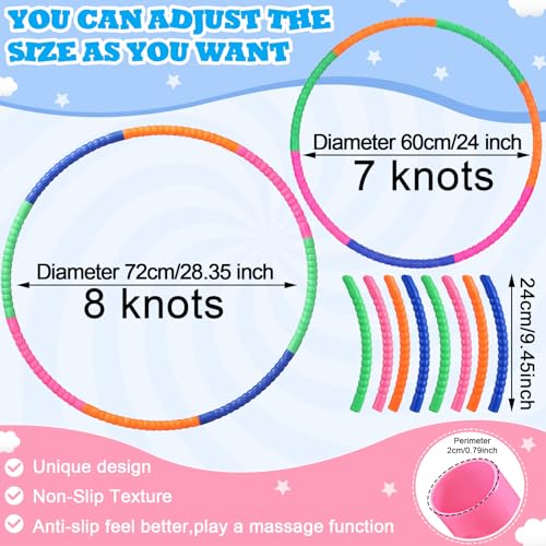 Vinsot Toy Hoop Detachable Plastic Hoops Exercise Equipment Toy Adjustable Rings for Sports Party Game Dance Pet Training - color: Tropical Bright Mix