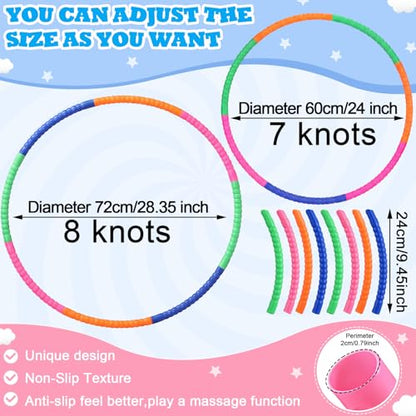Vinsot Toy Hoop Detachable Plastic Hoops Exercise Equipment Toy Adjustable Rings for Sports Party Game Dance Pet Training - color: Tropical Bright Mix