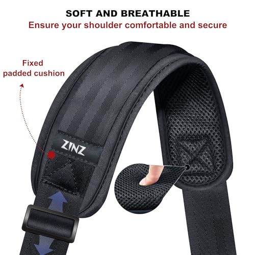 ZINMARK Shoulder Strap 59 inch, Extra-Thick Fixed Cushion Pad and Dual Clasps Universal Replacement Strap for Bags, Camera, Crossbody，Lawn,Mower -Dark Gray - color: Dark Gray