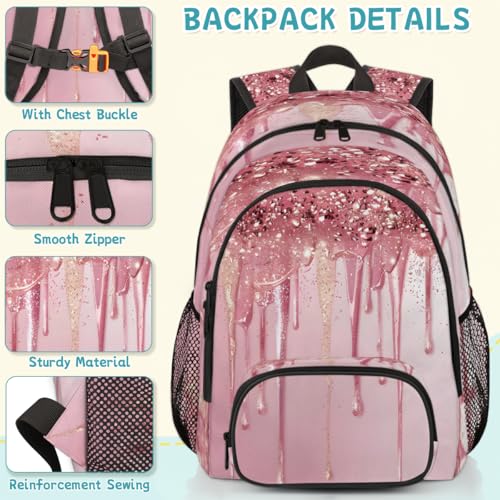 (No Glitter Laptop Backpack for Women Men, 18.3 Inch Travel Work Backpacks, Pink Waterproof Computer Casual Daypack Nurse Teacher Bags - color: Multicolor 8