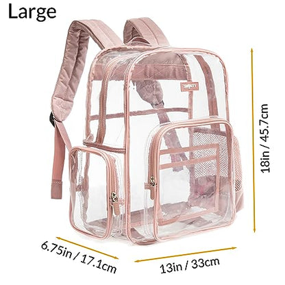 J.CARP Clear Bag Heavy Duty Backpack Durable Transparent See Through Bag - color: Large, Pink