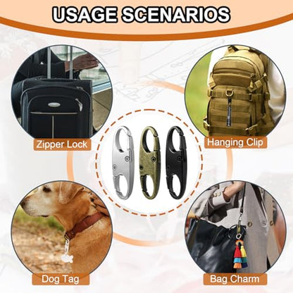 6Pcs Double Opening Lock Zipper Pull Replacement Clips, Small Carabiner Clips, Zipper Locks Anti Theft Deterrent for Bag Luggage Pickpocket Backpack Purse Travel Suitcase (Silver) - color: 6pcs Silver