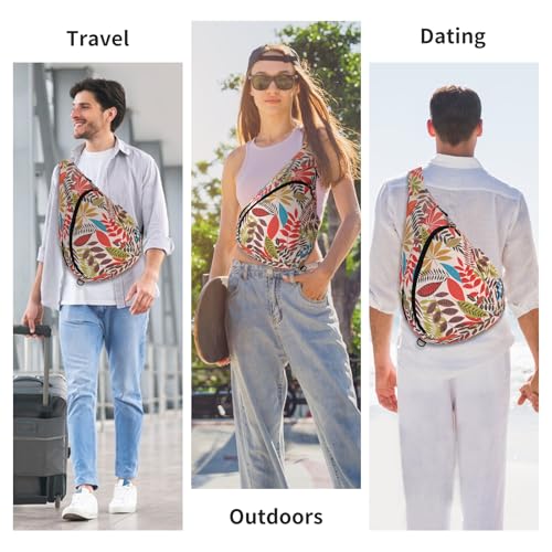 HUA ANGEL Crossbody Sling Bag for Men & Women Lightweight Waterproof Chest Shoulder Bag for Travel Hiking & Everyday Use - color: W-orange Maple Leaf