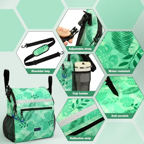 ZHCHG Wheelchair Bags, Wheelchair Backpack with Cup Holder, Wheelchair Bags to Hang on Back, Electric Wheel Chair Accessories, Large Storage Bag for Walker Rollator- Green - style: Green