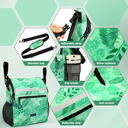 ZHCHG Wheelchair Bags, Wheelchair Backpack with Cup Holder, Wheelchair Bags to Hang on Back, Electric Wheel Chair Accessories, Large Storage Bag for Walker Rollator- Green - style: Green
