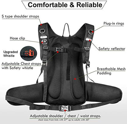 Mothybot Hydration Pack, Insulated Hydration Backpack with 2L BPA Free Water Bladder and Storage, Hiking Backpack for Men, Women, Kids for Running, Cycling, Camping - Keep Liquid Cool up to 5 Hours - color: Black