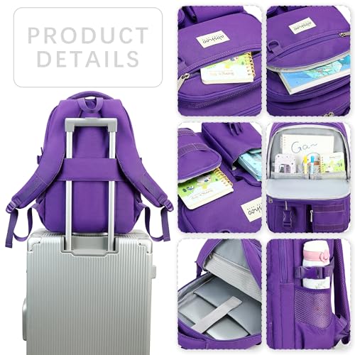 abshoo Large Heavy Duty Backpack For School College Bookbag Casual Multi Pocket Travel Backpacks - color: Dark Purple