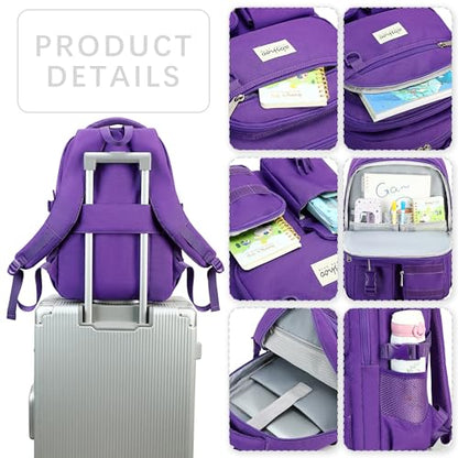 abshoo Large Heavy Duty Backpack For School College Bookbag Casual Multi Pocket Travel Backpacks - color: Dark Purple