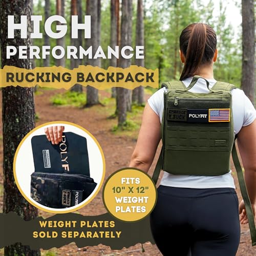 Polyfit Rucking Backpack 2.0 - Weighted Ruck Pack for Weight Plates - Patent Pending Side-Loading Rucksack for Walking, Running, Rucking, Strength and Endurance Training - Black - color: Black