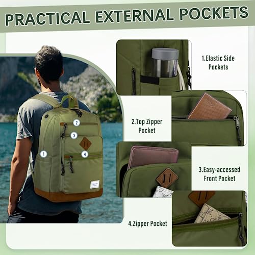 Chase Chic School Backpack for Men Women,Water Resistant Bookbag/Schoolbag/Daypack for Teen Boys Girls High School,College,Work,Travel Green - color: Green
