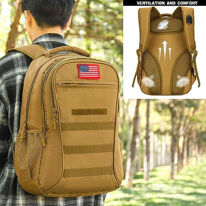 4land Camo Backpack for Boys,Army Boys Backpacks for Elementary Middle School Military,Camouflage Bookbag 40L - color: C-brown