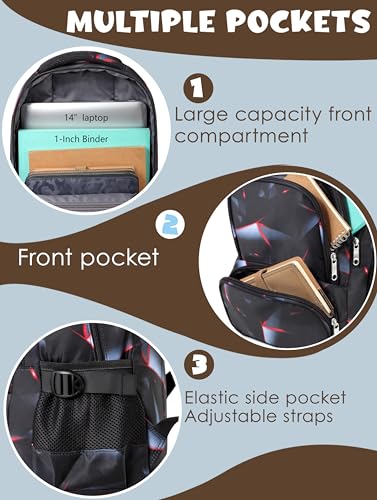 BLUEFAIRY Kids Backpack for Boys Elementary Primary School Bags for Childs Black Bagpack Book Bag Back to School Gifts for Son Mochilas Escolares para Niños 17" Large Compartment Black/Red - color: Black Red