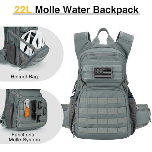 CVLIFE Tactical Hydration Hiking Water Backpack with 3L Water Bladder - color: Grey