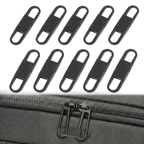 MILAKE 10 Pcs Premium Anti-Theft Zipper Lock, Small Clips for Bags, Backpacks, Purses, Luggage, Zipper Pull Replacement, Durable Multi-Color Set for Travelers, Hikers, and Daily Commuters (Black) - color: black