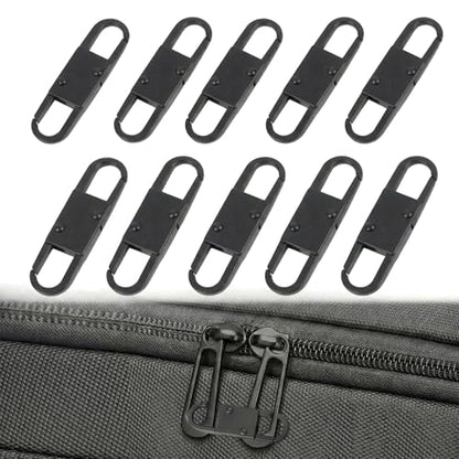 MILAKE 10 Pcs Premium Anti-Theft Zipper Lock, Small Clips for Bags, Backpacks, Purses, Luggage, Zipper Pull Replacement, Durable Multi-Color Set for Travelers, Hikers, and Daily Commuters (Black) - color: black
