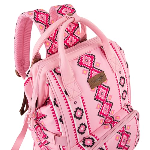 Montana West Wrangler Diaper Bag Backpack Aztec Callie Bag Travel Backpack Purses Western Multi-Function Baby Bags for Mom - color: 3pcs Pink