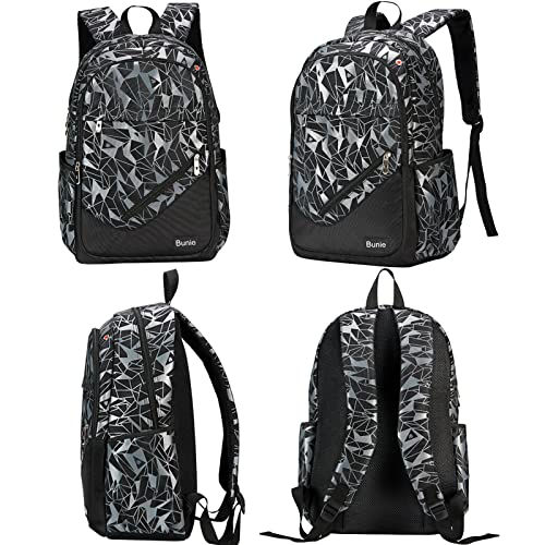 bunie School Backpack for Boys Large Bookbag Boys Backpacks Elementary Middle High School Bags Kids Cool Back Pack Children 7 8 9 10 11 12 13 14 15 16 Years Old (Black) - color: Black