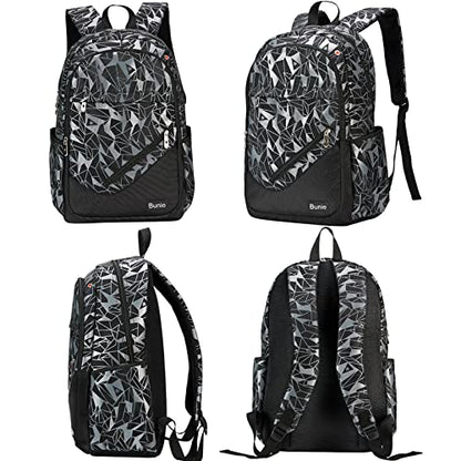 bunie School Backpack for Boys Large Bookbag Boys Backpacks Elementary Middle High School Bags Kids Cool Back Pack Children 7 8 9 10 11 12 13 14 15 16 Years Old (Black) - color: Black