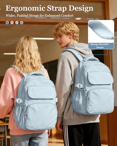 Lightweighr College School Backpacks For Women,Classic Middle Student Bookbag For Teens Girls,Waterproof Middle School Bag Boys(Blue) - color: A4-blue