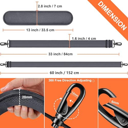 ZINZ 60 Inch Shoulder Strap with Removable Ultra-Thick Pad, Adjustable Buckles Shoulder Crossbody Strap for Luggage Bag - color: Dark gray