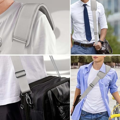 60" Shoulder Strap with Adjustable Thick Removable Pad and Metal Swivel Hooks Fit Laptop Crossbody Bag,Briefcase Duffel Bags - color: Light Gray