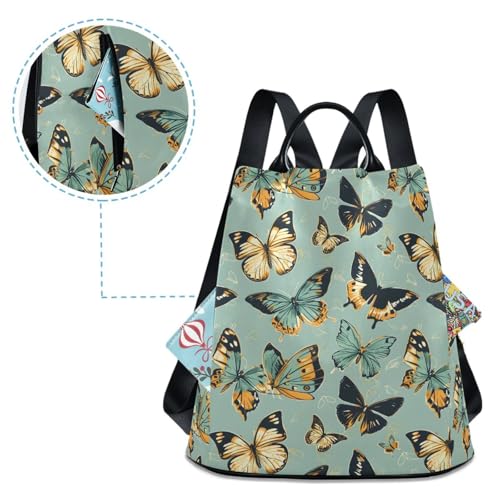 MNSRUU Women Backpack Purse Butterflies Colors Are Teal Backpack for Women Anti-theft Shoulder Bag Carry On Backpack Lightweight Rucksack Fashion Travel Ladies Bags - color: Butterflies A9216