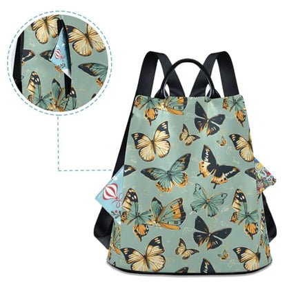 MNSRUU Women Backpack Purse Butterflies Colors Are Teal Backpack for Women Anti-theft Shoulder Bag Carry On Backpack Lightweight Rucksack Fashion Travel Ladies Bags - color: Butterflies A9216