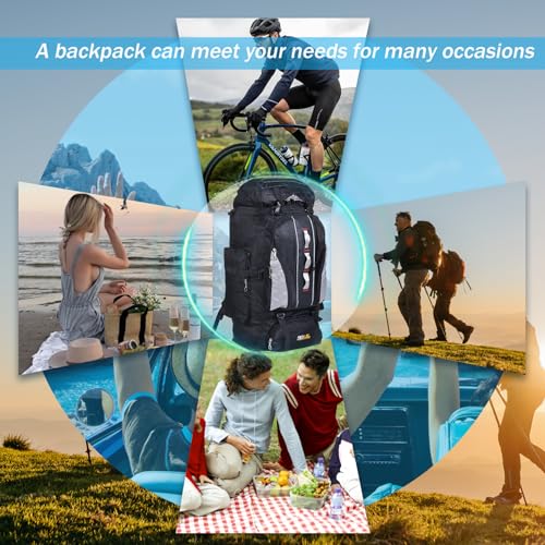 Camping Backpack, 100L Tear and Water-resistant Hiking Backpack, Multi-pocket Camping Rucksack with Zipper, Bag for Men and Women Travel Outdoor