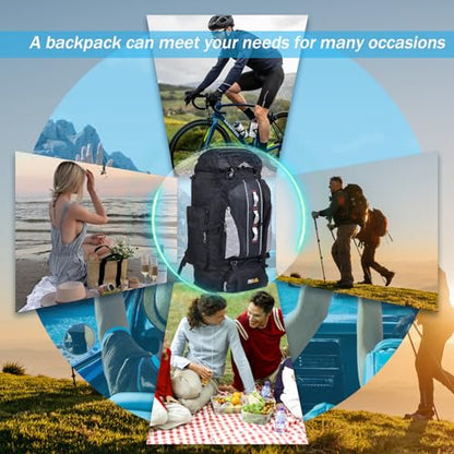 Camping Backpack, 100L Tear and Water-resistant Hiking Backpack, Multi-pocket Camping Rucksack with Zipper, Bag for Men and Women Travel Outdoor