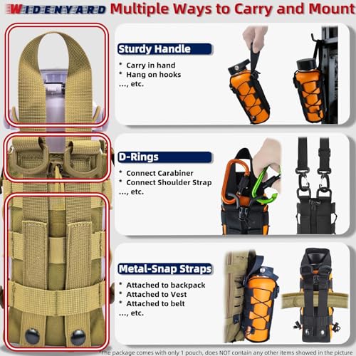 Molle Water Bottle Holder Pouch, 16-77 oz Adjustable Capacity Tactical Bottle Bag, Compatible with Backpack, Vest, Belt for Outdoor Activities - color: Brown, style: Enhanced