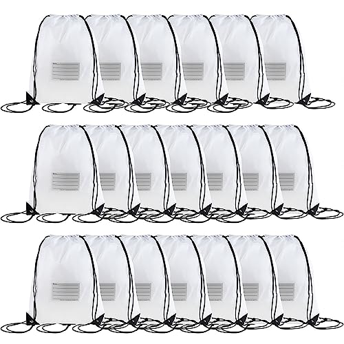 20 Pcs Drawstring Bags,Bulk Draw String Backpack, DIY Gym Sports Cinch Bag Sackpack for Women Men, White - color: White