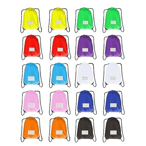 Drawstring Backpack Bulk 20 Pcs Draw String Bags DIY Gym Sports Traveling Yoga Cinch Bag Sackpack Drawstring Memo Card (10 Color multi color) - color: 10 Color