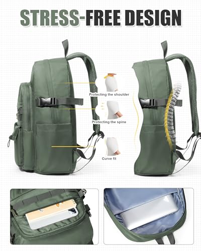 Aesthetic School Backpack for Women Men College Backpack With Lots Of Pockets Waterproof Travel Casual Daypack Cute Bookbag For Teens Girls Boys High School Bag(Green) - color: B3-green