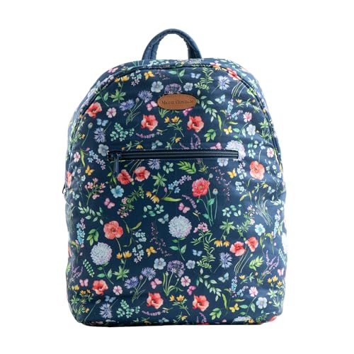 Maison d' Hermine Backpack for Women Men Cotton Shoulder Multipurpose Rucksack with Small Pouch Lightweight Multi Pocket Bag for Travel Work Beach Perfect for Spring Summer (Just Floral - Blue) - color: 07 - Just Floral - Blue