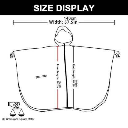 Fashion Hooded Rain Poncho Waterproof Raincoat Jacket with pocket for Women/Men/Adult - color: A-blue Dot