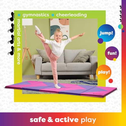 Antsy Pants Tumbling Mat for Kids – Gymnastics Mat, Easy to Clean, Sturdy, Foldable Tumbling Mats, Padded, Lightweight, Portable, Gymnastics Equipment for Active Play - color: 5-Fold Pink/Purple
