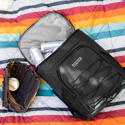 Personalized Cooler Backpack for Men, Custom Embroidered Backpack Cooler Bag, 30 Can Insulated Soft Cooler with Bottle Opener, Gift for Groomsmen Dad Husband, Black Blue Green - color: Black