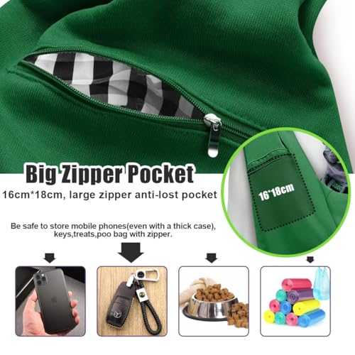 Tomkas Small Dog Cat Sling Carrier Puppy Purse Travel Wrap Soft Crossbody Pet Bag (Emerald Green, M - Zip Pocket & Adjust Strap) - color: Emerald Green
