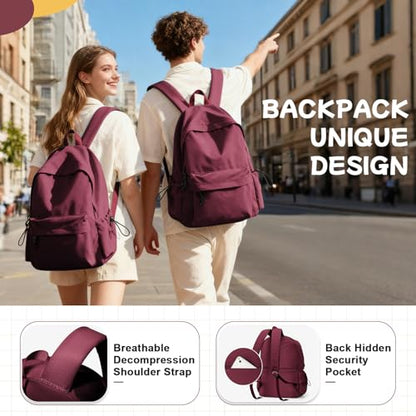 winspansy Travel Backpack For Women Men Aesthetic Lightweight Daypack Simple Cute Backpack Waterproof College bag Fit 14 Inch Laptop Mochila de Viaje Red - color: C1-red