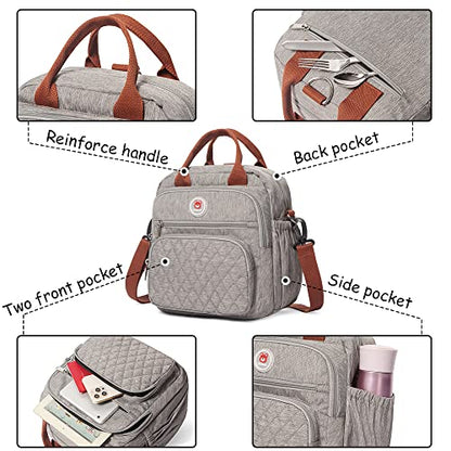 Insulated Lunch Bag Rucksack for Women/Men, 3 carrying way Lunch Tote, Large Waterproof Cooler Box with Side pockets for Adults, Work, Beach, Picnic, Grey - color: Gray