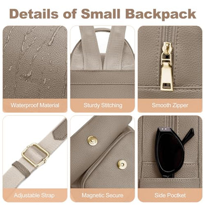 SYTRAH Mini Backpack Purse for Women, Causal Small Backpack with Built-in RFID Wallet & 11" Tablet Sleeve, Stylish Travel Daypack for Daily Khaki - color: Khaki