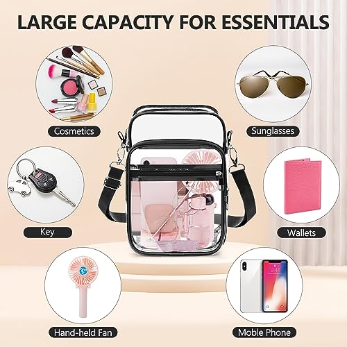 Blvornl Clear Crossbody Bag with Adjustable Shoulder Strap, Stadium Approved PVC Purse Bag, Messenger Bag - color: Clear, size: Large
