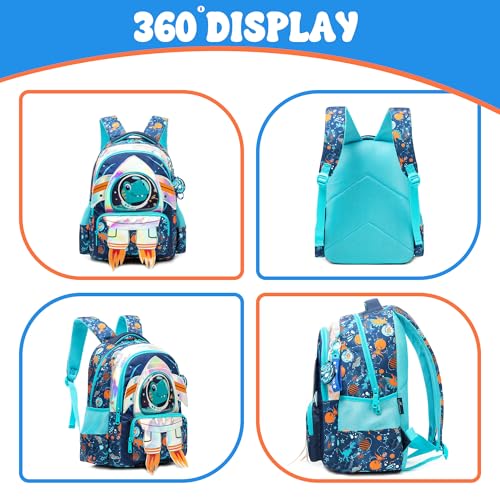 Meetbelify Kids School Backpacks for Girls Boys Backpack with Lunch Bag for Elmentary Students - color: 02 Blue
