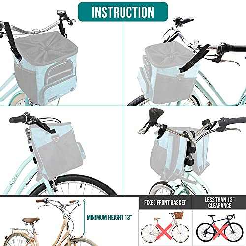 PetAmi Dog Bike Basket, Soft-Sided Ventilated Dog Bike Carrier Backpack, Pet Bicycle Basket for Bike Handlebar, Small Medium Puppy Cat Kitten Car Booster Seat with Safety Strap, Max 18 lbs, Blue - color: Teal Blue