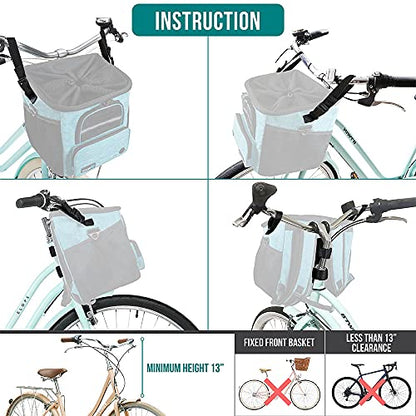 PetAmi Dog Bike Basket, Soft-Sided Ventilated Dog Bike Carrier Backpack, Pet Bicycle Basket for Bike Handlebar, Small Medium Puppy Cat Kitten Car Booster Seat with Safety Strap, Max 18 lbs, Blue - color: Teal Blue