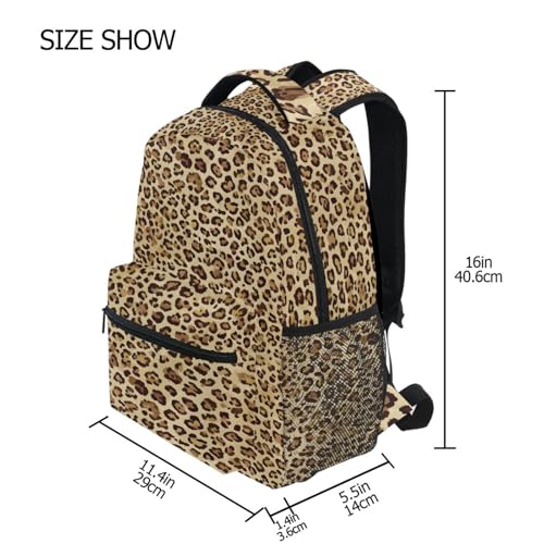 ALAZA Animal Leopard Print Brown Stylish Backpack Purse for Women Girls Kids School Personalized Laptop iPad Tablet Travel School Bag with Multiple Pockets - color: Leopard