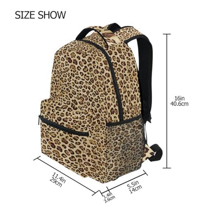 ALAZA Animal Leopard Print Brown Stylish Backpack Purse for Women Girls Kids School Personalized Laptop iPad Tablet Travel School Bag with Multiple Pockets - color: Leopard