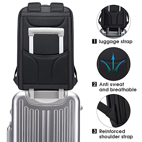 BANGE Business Smart Backpack Waterproof fit 15.6 Inch Laptop Backpack with USB Charging Port,Travel Durable Backpack - color: Black