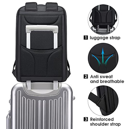 BANGE Business Smart Backpack Waterproof fit 15.6 Inch Laptop Backpack with USB Charging Port,Travel Durable Backpack - color: Black