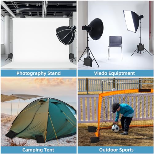 12 Packs Sandbags with 12 PE Bags, Heavy Duty Sand Bags, Sand Bags for Weight with Zipper and Buckle Straps for Support Light Stand, More 2/4/6/8/10/12 Packs Sand Bag to Choose. - size: 12 PCS